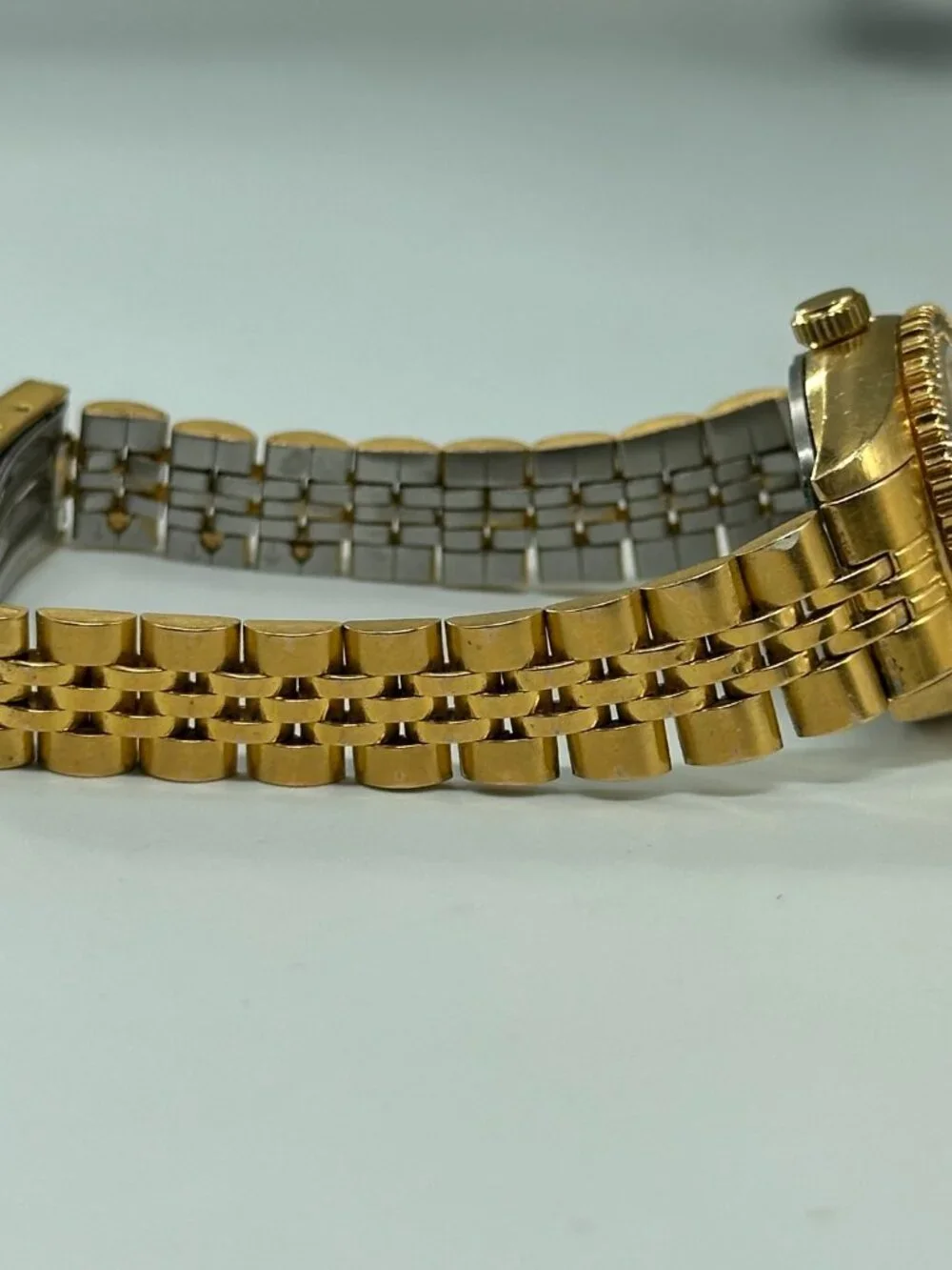Gruen Watch Women Gold Tone Crystal Bezel Not Working Selling AS IS 7.25